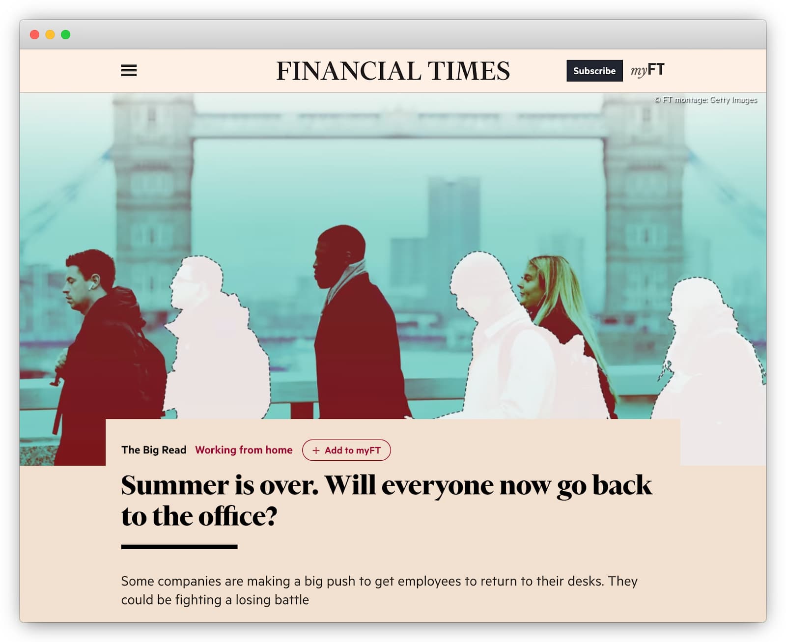 Financial Times article “Summer is over. Will everyone now go back to work?” (Raval and Edgecliffe-Johnson). 